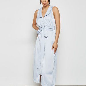 LUMIERE Button Down Midi Dress Blue